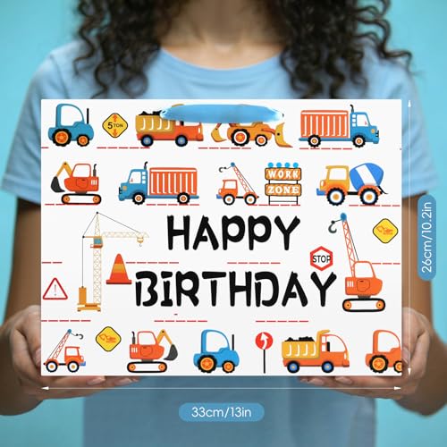 Image of JMANNI Large Happy Birthday Gift Bag with Tissue Papers and Greeting Card,Portable Paper Gift Bags with Handles,Present Bags for Boys Birthday Party Supplies 13 inch x10.2 inchx4.7 inch(Construction Vehicle)