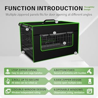 Bethshaya Dog Crate Cover - Advanced Sound-Reducing Thermal Insulation Technology for 54 inch Crates, Creating a Quiet Private Sanctuary for Anxious Pets.