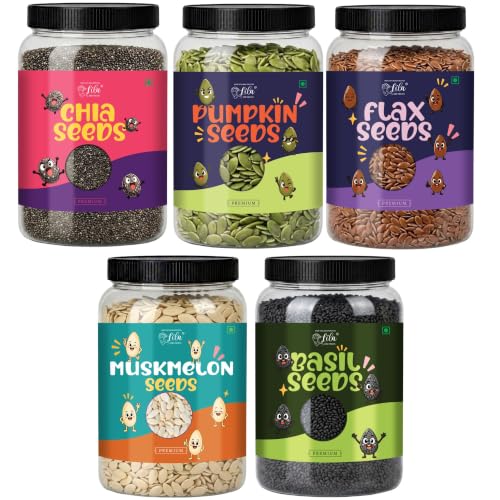 Image of LILA DRY FRUITS Weight Management Mix Chia Basil Flax Pumpkin Muskmelon Seeds 100 g each