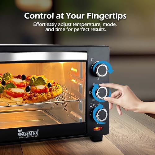 Image of WARMEX Mom's Bliss 25 Litres R&C OTG Oven Toaster Griller, Bake, Broil, Toast, Convection, Rotisserie & Glass Door Window with Variable Heating Mode (Black - MB25L R&C, 1600 Watt)