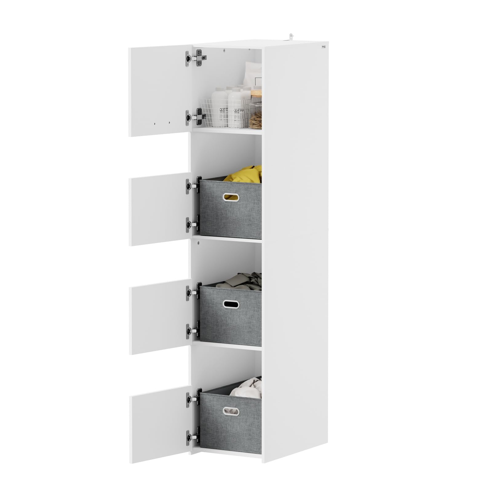 SoBuy Badezimmerschrank mit 3 Wäschekorb Hochschrank 60x40x186 cm