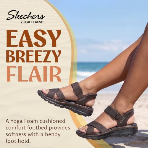 Image of Skechers Women's Easy Going - Somewhere Sunny | Hands Free Slip-Ins, Sandal, Relaxed Fit, Yoga Foam Cushioned Footbed, Heel Pillow, Vegan, Faux Leather Strappy Upper