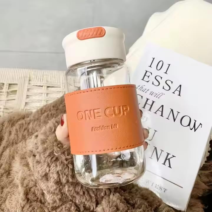 Image of 300ML Double-Wall Glass Water Bottle | Tea & Water Separation Bottle with Stainless Steel Infuser | Perfect for Loose Tea, Detox Fruit Water, Travel, Camping & Gifting
