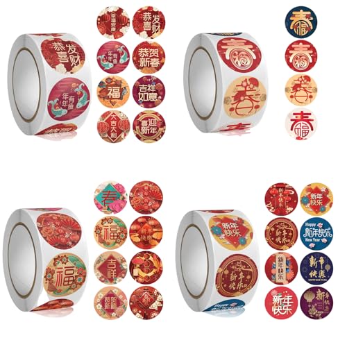 4 Piezas Pegatinas de la Festividad China, Pegatinas de la Suerte Para el Año Nuevo, Pegatina Decorativa, Utilizado Para La Decoración De Varios Artículos