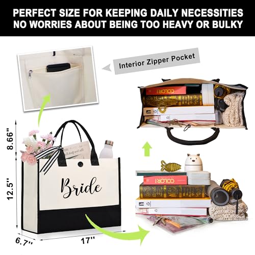 Image of Afterprints Mrs Bride Canvas Tote Bag, Gifts for Bridal Shower, Wedding Gifts for Bride to Be, Future Mrs, Engagement (Bride), White and Black