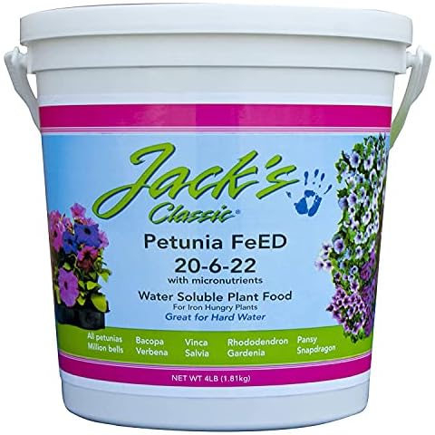 Jack's Classic 20-6-22 Petunia Feed Water-Soluble Fertilizer with Micronutrients to Provide Lush Green Annuals, 4lbs Cover