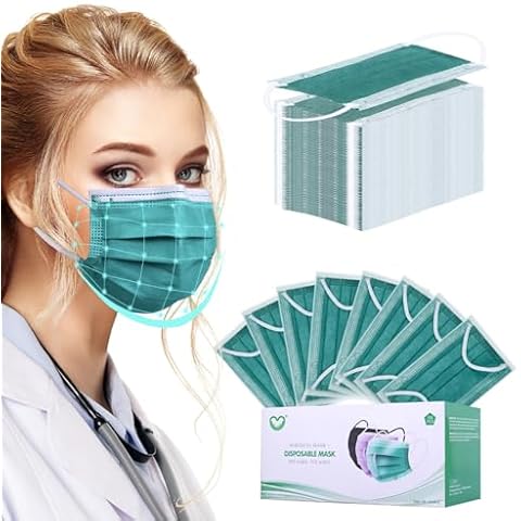Disposable Face Mask 4-Ply for Adult, Individually Packed Level 2 Soft Face Masks, Breathable Safety Mask(Green) Cover