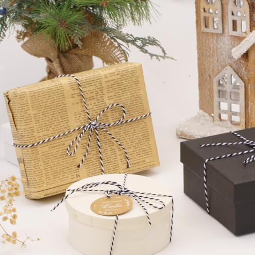 Image of jijAcraft Black and White Twine String, 656 Feet Christmas Bakers String, 2MM Heavy Duty Packing Twine for DIY Crafts, Christmas Decoration, Gift Wrapping, Craft Wrapping