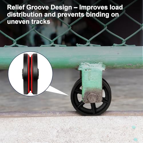 Image of 6 inch x 2 inch V-Groove Steel Wheel, 7 /8 inch Wide 90 Groove Fits 1 inch Angle Iron Track, Heavy Duty Industrial Track Wheel with Relief Groove, High Load Capacity(2 Pack)