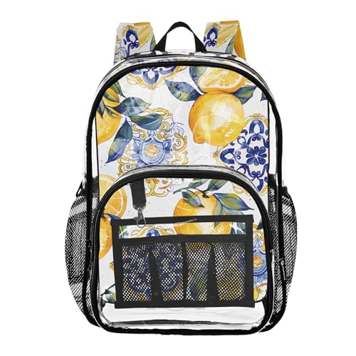 Joitme Mochilas de acuarela amarillo limón, bolsa de PVC, mochila transparente para estadio, mochila para niñas de 8 a 10 años, Acuarela amarillo limón, Talla única, Acuarela amarillo limón