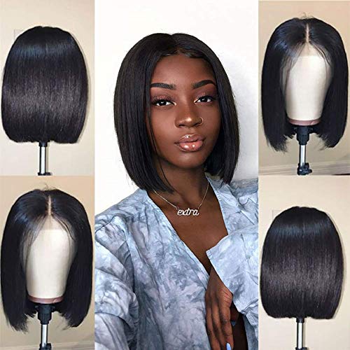 Usexy Short Black Human Hair 4X4 Lace Closure Bob Wigs for Black Women