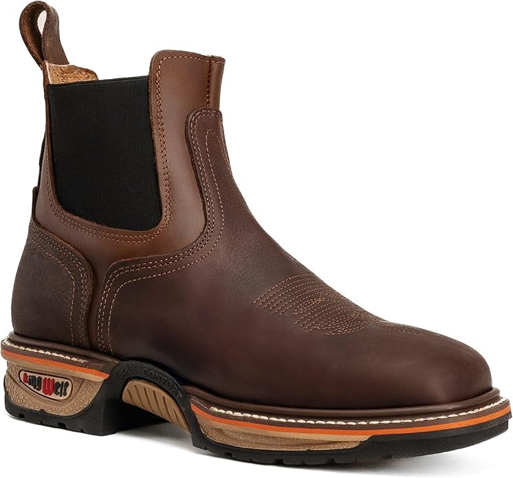King Welt Buffalo Razor 3060 Chelsea Lightweight Work Boot, Slip-On, Soft Toe, Heavy Duty Construction, Square Toe Boots