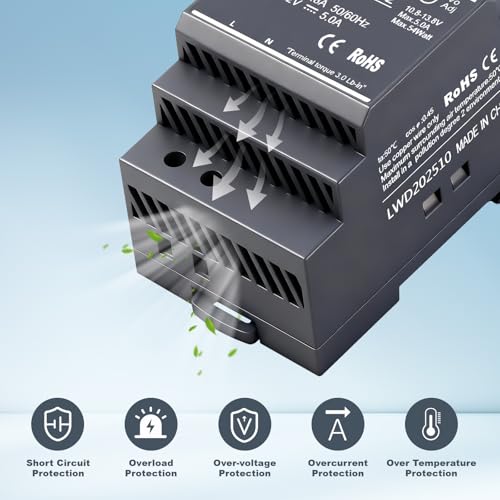 Kssvzz Alimentation Sur Rail DIN 12V DC 5A 60W – vue 3