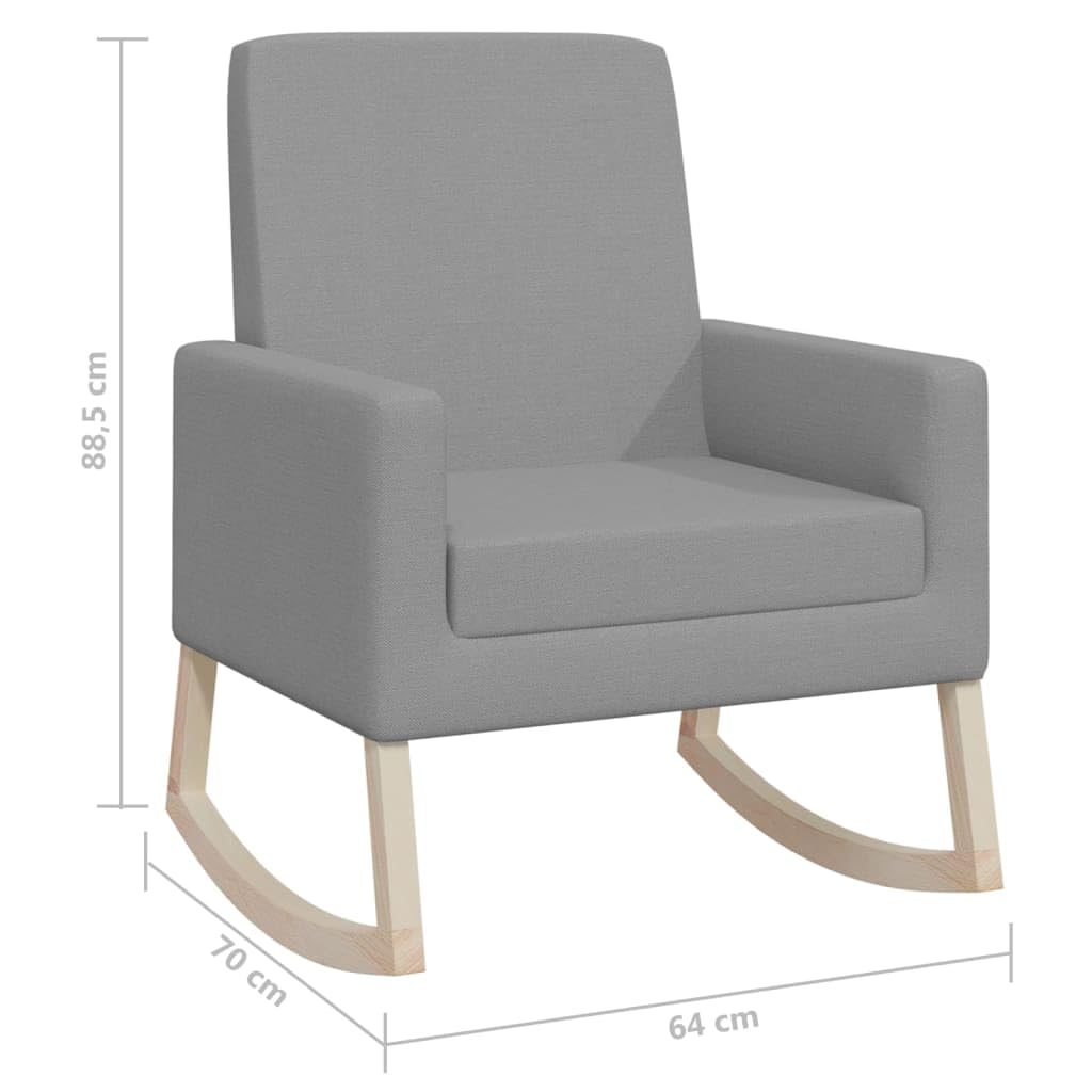 vidaXL Sedia a dondolo per interni ed esterni soggiorno camera da letto poltrona relax divano mobili in legno arredamento sedile tessuto grigio chiaro