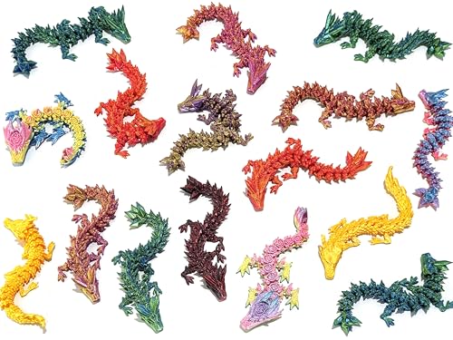12 Pcs Mystery 3D Printed Dragon,Perfect Basket Essentials Stuffers,3D Printed Flexible Articulated Dragon,Fidget Toys for Autism/ADHD