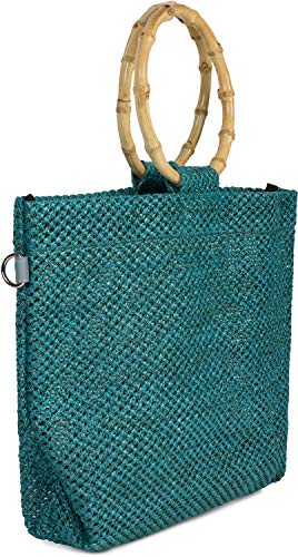 StyleBREAKER Borsa con manici in bambù in look