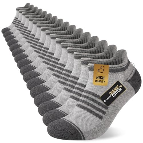 COOVAN Mens Ankle Socks 8 Pairs Cotton Cushioned Breathable Athletic Tab Running Anti-Blister Sports Socks