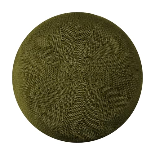 Gllutt Summer Knitted Thin Beret Hat for Women Size Adjustable French Style Solid Color (Thin Olive...