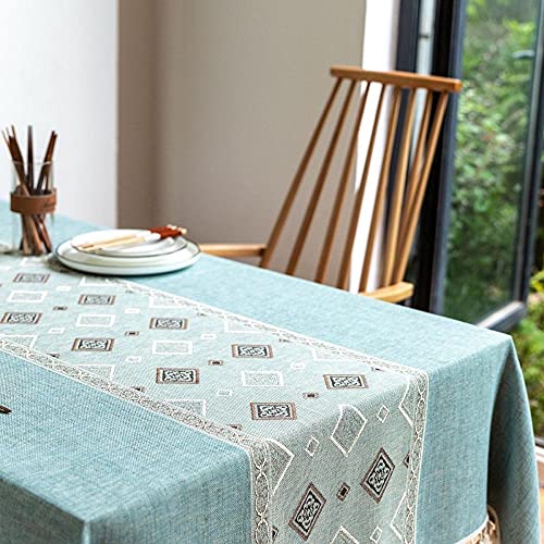 Nappe rectangulaire brodée en coton bleu 90x140 cm pour table basse - 6