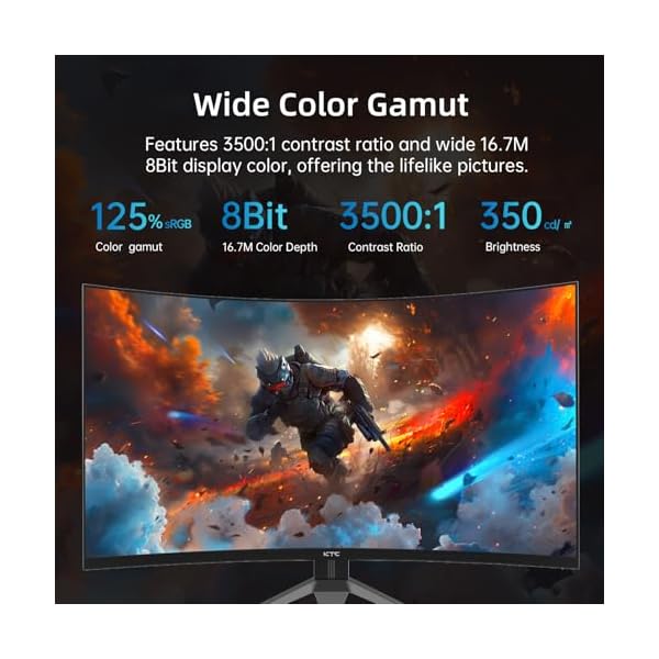 KTC 32 Inch 240Hz Curved Gaming Monitor, FHD 1080P 1500R HDR Gaming PC Monitor, FreeSync, Ultra-Fast 1ms Monitor for Gamer, 3500:1 Contrast, HDMI 2.0 x 2, DisplayPort 1.4 & USB 2.0, H32S17F - Image 5