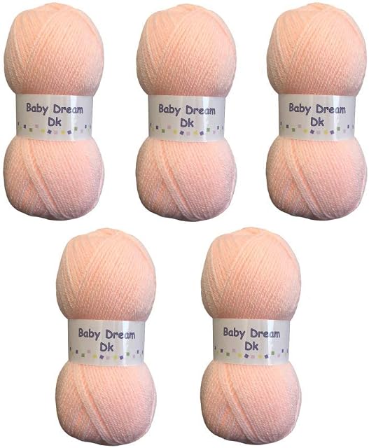 5 x 100g Baby Dream DK Baby Wool (5 x 100g Peach)