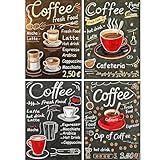 SHEGZHUC Confezione da 4 pezzi di diamond painting per adulti, cucina del caffè, 30 x 40 cm, pittura a diamante, menù, mosaico, ricamo a punto croce, idea regalo, decorazione da parete per camera da