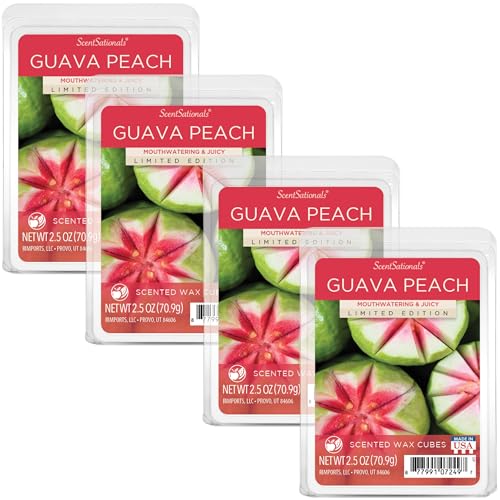 Scentsationals Guava Peach Scented Wax Melts - Guava, Nectarine, & Peaches, 10oz (24 Cubes)