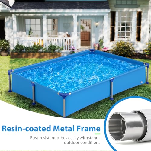 SOARS Rechteckiger Rohrpool, Aufstellpool 228 X 159 X 42 CM, Metallstruktur, langlebiges PVC, mit Filter, für Kinder ab 3 Jahren, Blau