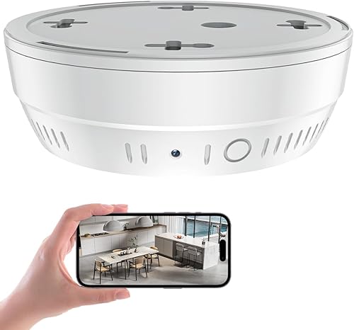 LIZVIE Cámara detector de humo oculta, control remoto WiFi y aplicación, 10000mAh, almacenamiento SD, visión nocturna, detección de movimiento,