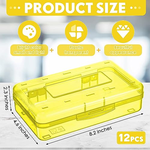 Image of Fainne 24 Pack Clear Plastic Pencil Box,Yellow
