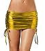 Produktbild Keven Damen Minirock Leder-Optik Latex Röcke Stretch Kurz Wet-Look Babydoll Mit Schnürung (Gold, M)