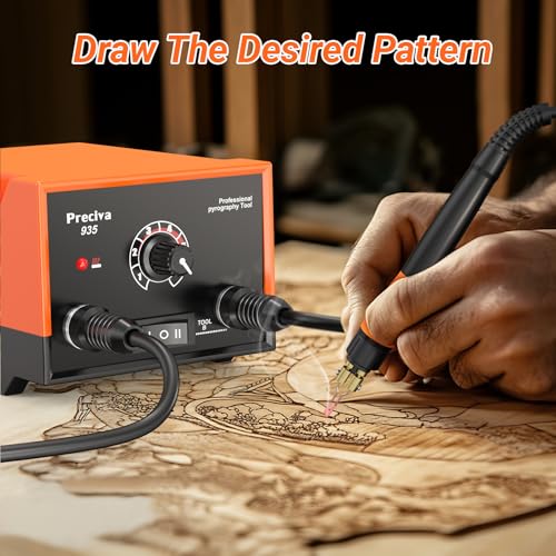 Brandmalstation, Preciva 935 Brandmalerei Set Bastelset Lötstation Lötkolben Set, Dual Brennkolben 250-750 ℃ Holzbrennstation mit 20-teilig Spitzen für Holz, Leder und Kork DIY