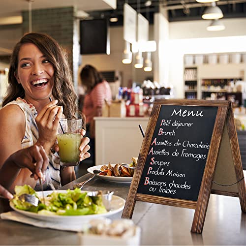 Rustic Whitewash Double Sided Chalkboard, 10"*14" Tabletop Stand, Small Countertop Chalkboard Easel With 8Pcs Liquid Chalk For Menu, Kitchen, Restaurants, Bar, Wedding And Home Decor #TOP5