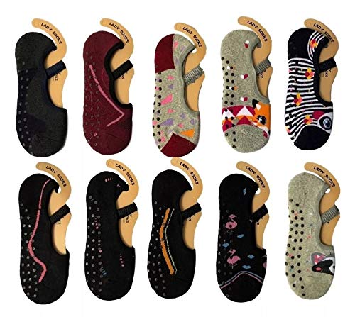 6 Pares Meia Sapatilha Pilates Yoga Antiderrapante (Cor e estampa variadas) (38 a 40)