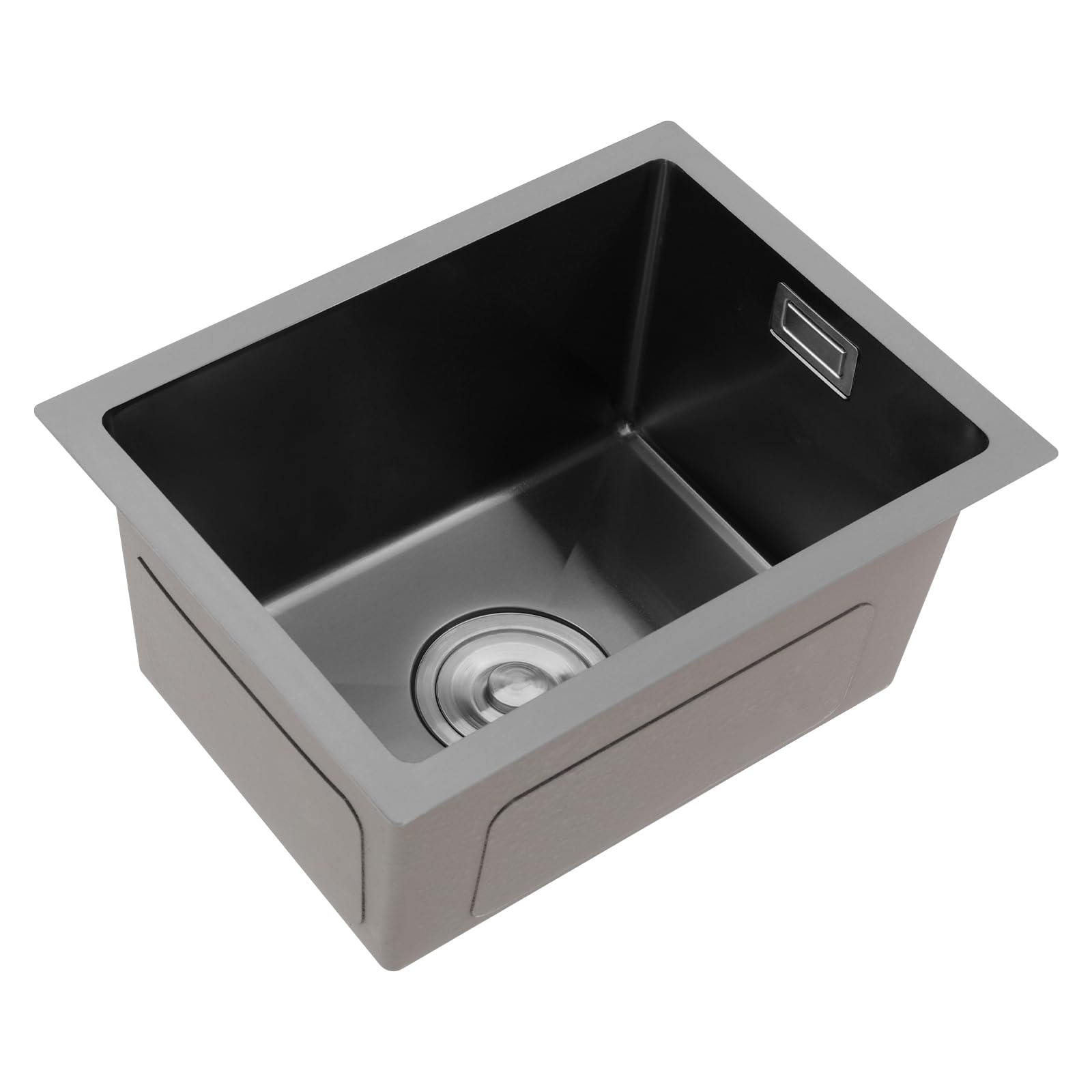 Lavello da incasso in acciaio inox, 30 x 40 x 20 cm, moderno lavello da cucina, rettangolare, in acciaio inox, piccolo (nero)