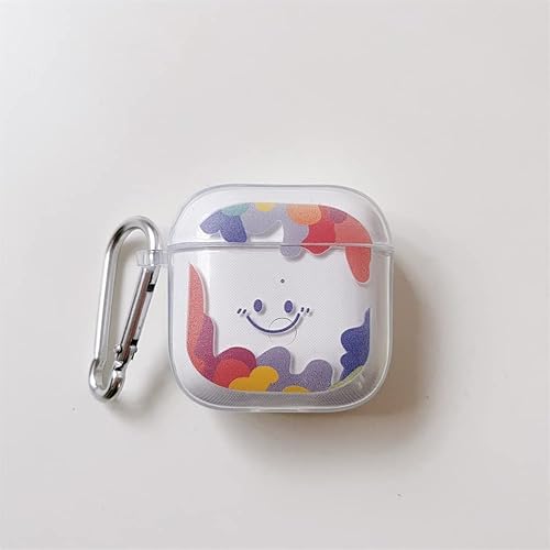 Miniatura 7 de Funda protectora transparente de TPU suave con diseño de dibujos animados, compatible con Redmi Buds 3 auriculares, funda protectora con llavero (E)