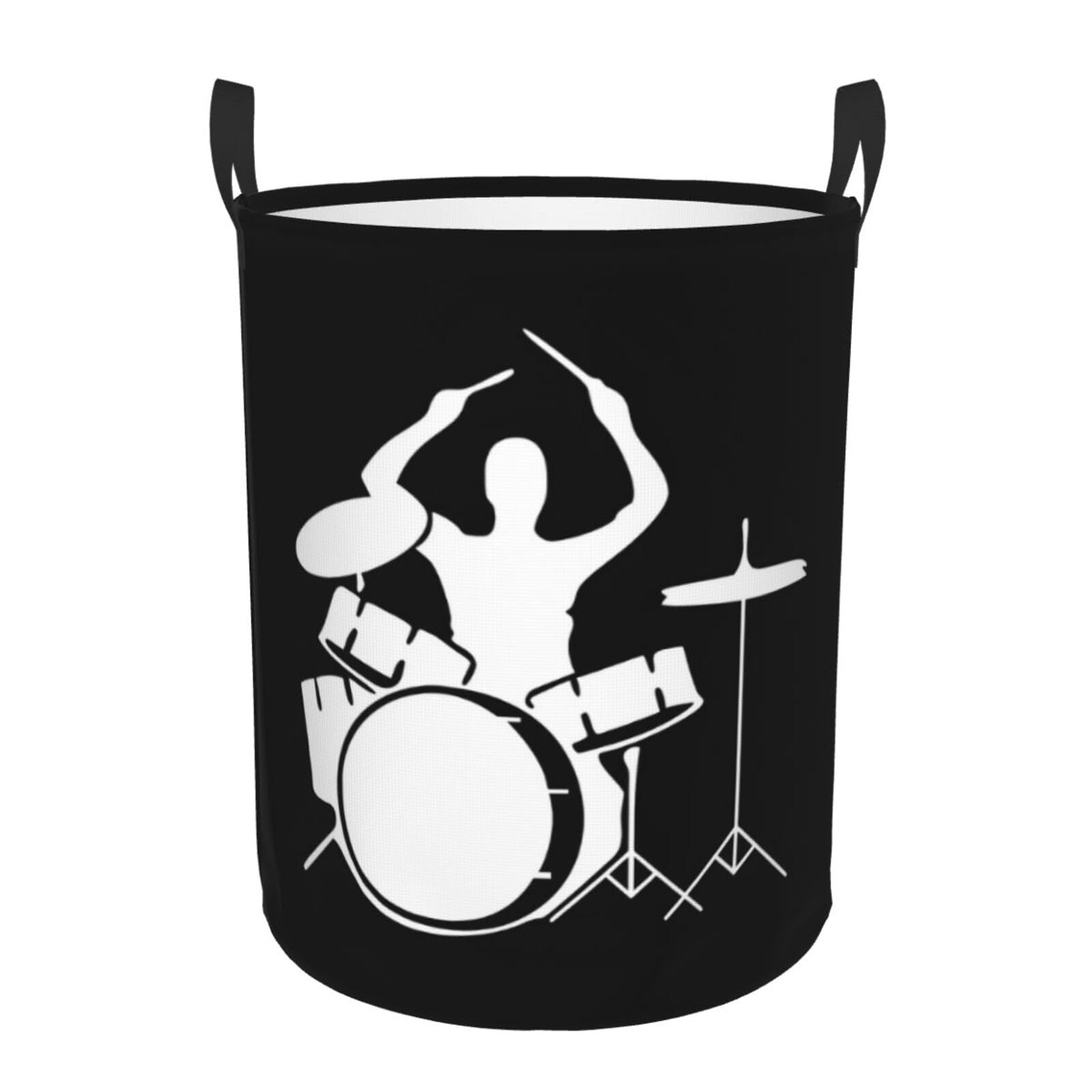 M Collapsible Drummer Print Circular Hamper Round