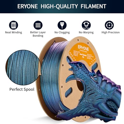 Image of ERYONE Burnt Titanium PLA Filament 3D Printer PLA Filament 1.75mm + /- 0.03mm, Glitter PLA Filament 1KG Cardboard Spool(2.2LBS), Technological Blue