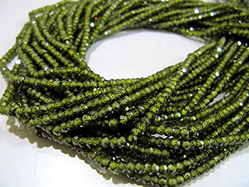 LKBEADS Oliwkowo-zielony kolor sześcienne cyrkonie koraliki/rozmiar 2,5 mm rondelle fasetowane koraliki CZ / sznur 34 cm długości