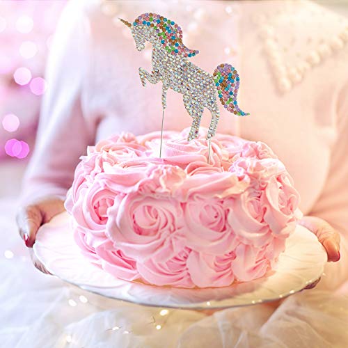 Ella Celebration Unicorn Birthday Cake Topper Unique Reusable Rainbow Rhinestone Cake Decorations For Party, Baby Shower, Event Supplies And Favors (Multicolor) #TOP2