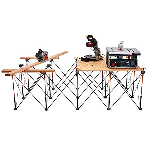 Image of Bora Centipede 30 inch Folding Work Table - 4 x 8 Foot Portable Workbench 6000lb Capacity Lightweight Foldable Work Bench for Garage, Mobile Workstation, Carrying Bag, 4X 2x4 Brackets, & 4X Quick Clamps