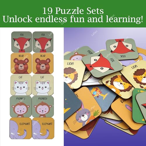 Image of Lefan Wooden Animal Memory Game for Kids Matching Block Game with Cute Animal Faces Early Learning Brain Development Toy for Toddlers & Preschoolers Educational Montessori Game Ages 3+