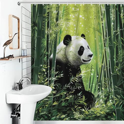 Rideau de douche panda 152x183 cm en polyester lavable - 6