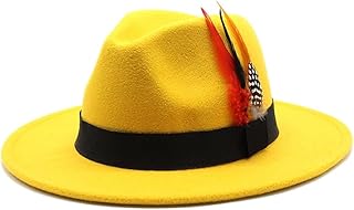 Fengyan Sombreros Sombrero de Lana for Hombres y Mujeres Pluma Etapa Jazz Sombrero Retro Británico Caballero Sombrero