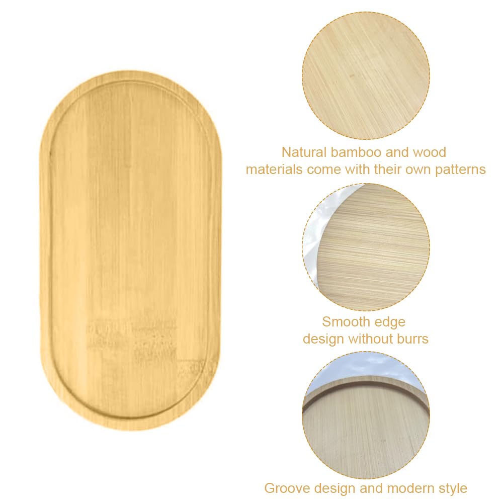 Vassoio Rotondo in Legno di Bambù, 30 cm, Grande Piatto per Tè, Caffè, Cibo, Decorazione per la Casa, Vassoio da Portata per Mangiare, Decorativo in Legno