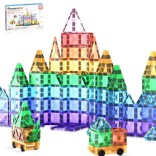 Image of PicassoTiles 120pcs Mini Size Magnetic Tiles Magnet Toys Diamond Series Sensory Construction Building Blocks Set STEM Learning Travel Size Educational Toy for Kids Boys Girls Toddlers Age 3+ PTM120