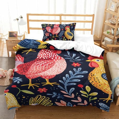 Housse de couette coq 3D idéale pour décorer une chambre d'adolescent avec style - 2