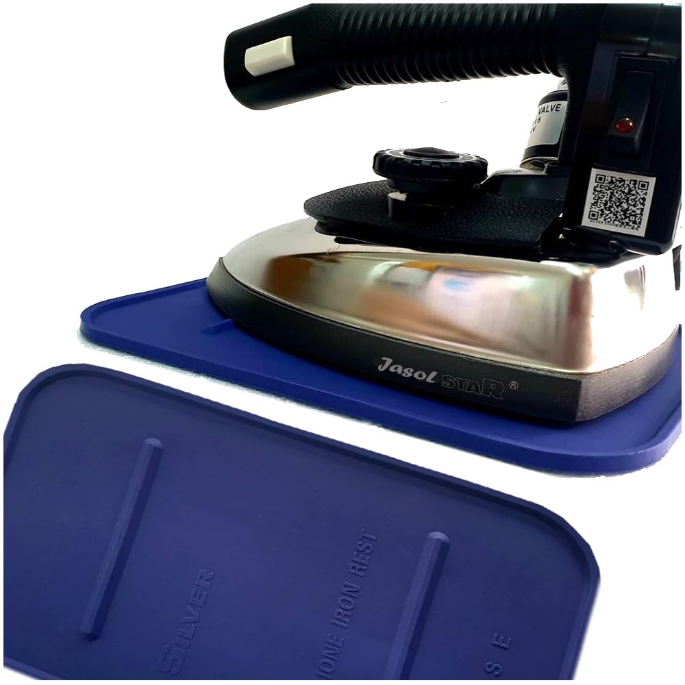Jasol Silver Star Steam Iron Protective Iron Rest Pad Plate, Heat Resistant Iron Rest Tray Dish Mat, Ironing Board Iron Rest, Ironing Board Steam Iron Rest, Blue, 1
