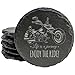 Coast in Style: Rustic Slate Coasters with Motorcycle Design - Round Slate - Set of 4