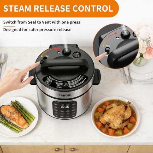 Image of 6Qt 9-in-1 Electric Pressure Cooker,Quick Meals, Time Saving, Healthy Non-Stick Pot, Rice /Slow /Steam /Saute /Warmer, 24H Delay - Efficient Cooking Solution for Home, Meal Prep, Gift for Cooks, Silver